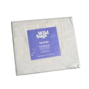 new Wild Sage Isla Brushed 100% Cotton Percale 300 TC TWIN Sheet Set LUNAR ROCK